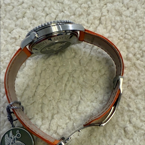 Omega Watch with Vibrant Orange Strap and Black Dial - Picture 10 of 16